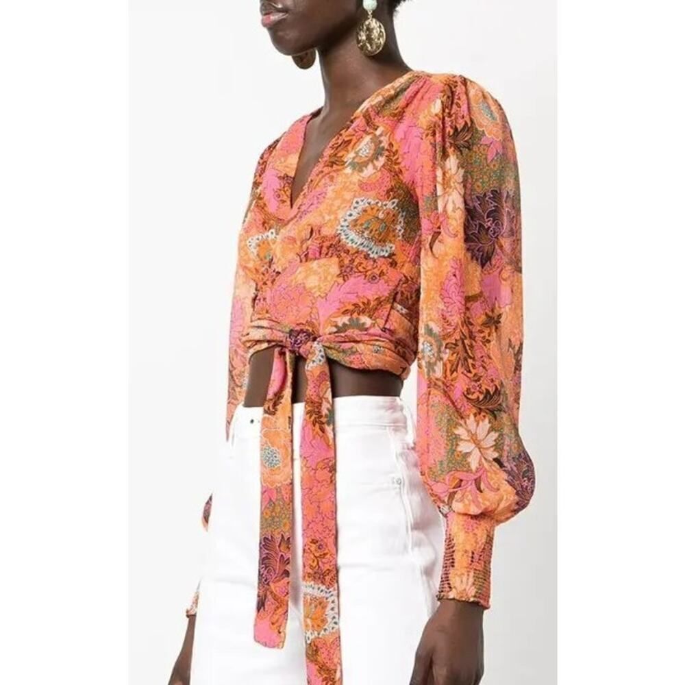 A.L.C. Samara Silk Floral Crop Blouse Women’s Sz. 4